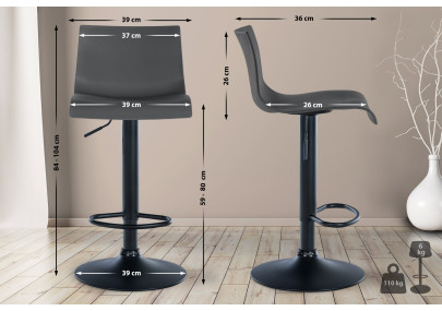 Tabouret de bar Branford, en plastique gris