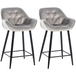 Juego de 2 taburetes de bar Gibson en terciopelo gris