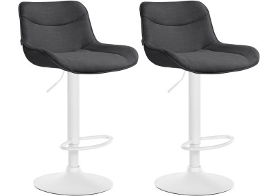 Lot de 2 tabourets de bar Vonore, tissu blanc/gris foncé