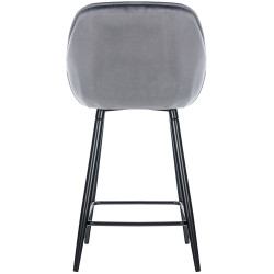 Ensemble de 2 tabourets de bar Gibson en velours gris foncé