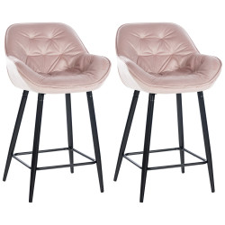 Ensemble de 2 tabourets de bar Gibson en velours rose