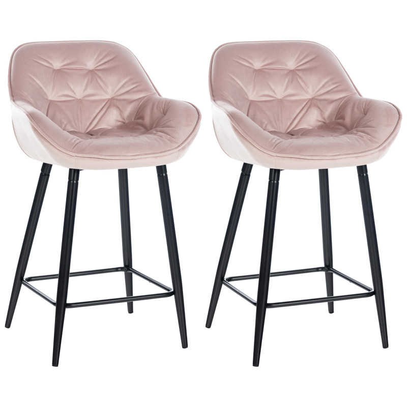 Ensemble de 2 tabourets de bar Gibson en velours rose