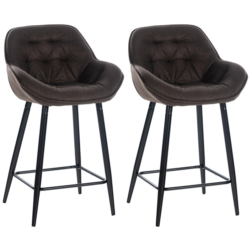 Ensemble de 2 tabourets de bar Gibson en tissu brun