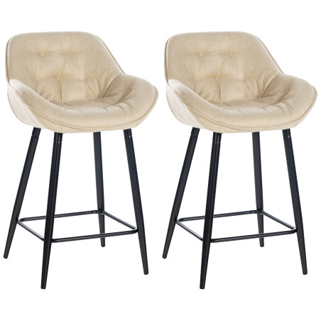 Ensemble de 2 tabourets de bar Gibson, tissu crème