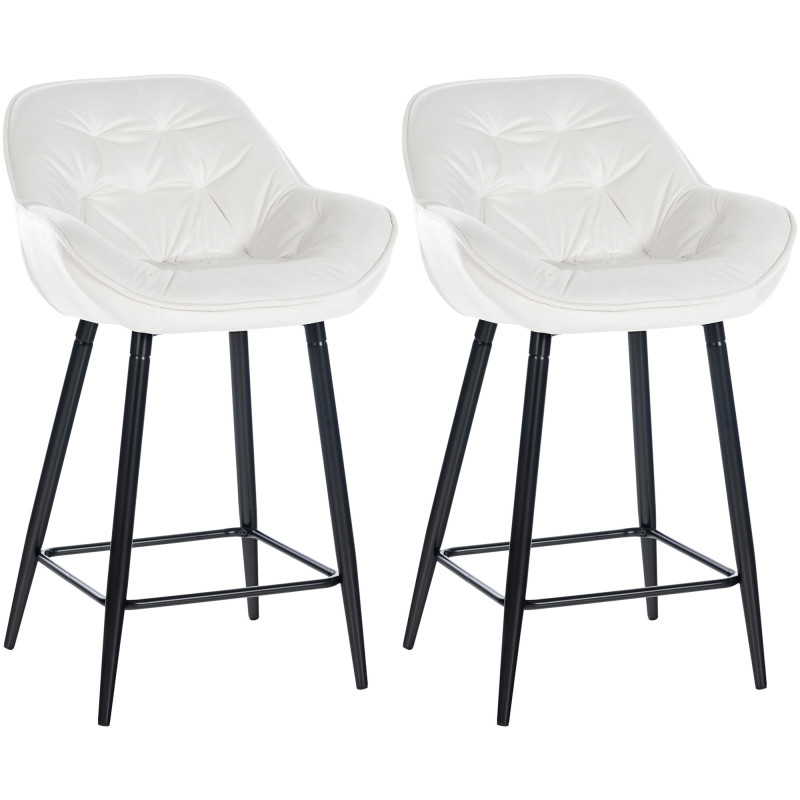 Ensemble de 2 tabourets de bar Gibson 76 en velours blanc crémeux