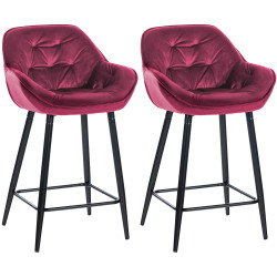Ensemble de 2 tabourets de bar Gibson 76 en velours violet