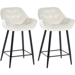 Juego de 2 taburetes de bar Gibson 76 de terciopelo, color crema