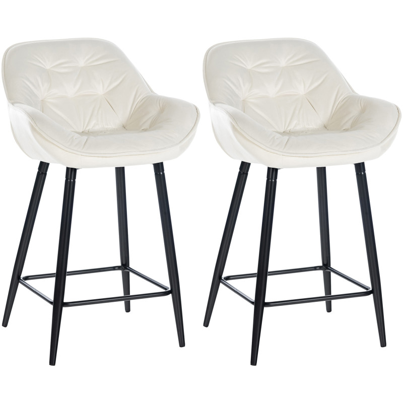 Juego de 2 taburetes de bar Gibson 76 de terciopelo, color crema