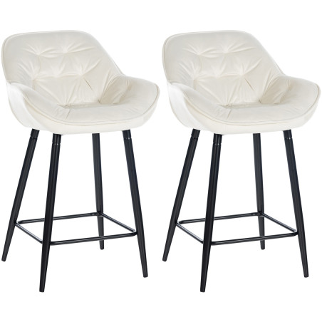 Conjunto de 2 banquetas de bar Gibson 76 em veludo creme.