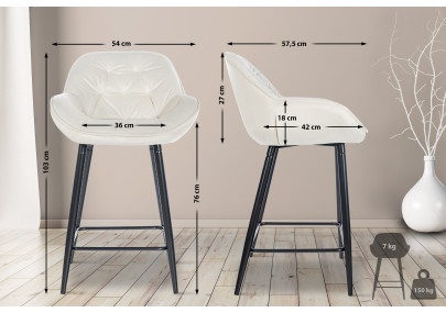 Ensemble de 2 tabourets de bar Gibson 76 en velours crème