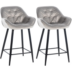 Ensemble de 2 tabourets de bar Gibson 76 en velours gris