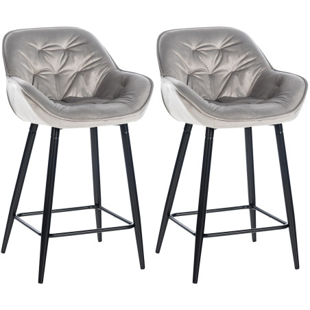 Ensemble de 2 tabourets de bar Gibson 76 en velours gris