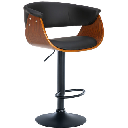 Tabouret de bar Vestal, similicuir, noyer/noir