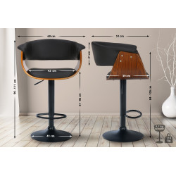 Tabouret de bar Vestal en similicuir noyer/noir
