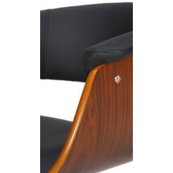 Tabouret de bar Vestal, similicuir, noyer/noir