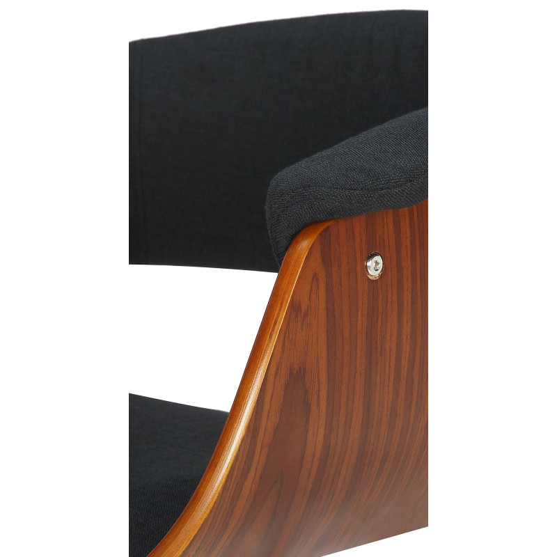 Taburete de bar Vestal, tapizado en tela nogal/negro