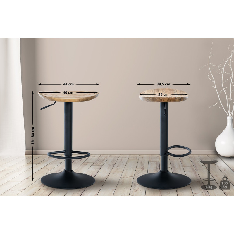 Ensemble de 2 tabourets de bar Skelde naturels