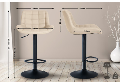 Conjunto de 2 banquetas de bar Tover, em couro sintético, cor creme.