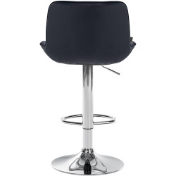 Lot de 2 tabourets de bar Vonore, velours, chrome, noir