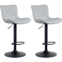Lot de 2 tabourets de bar Emma, similicuir, gris