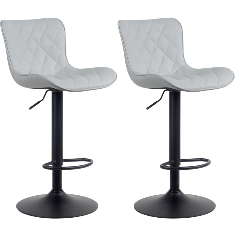 Ensemble de 2 tabourets de bar Emma en similicuir gris