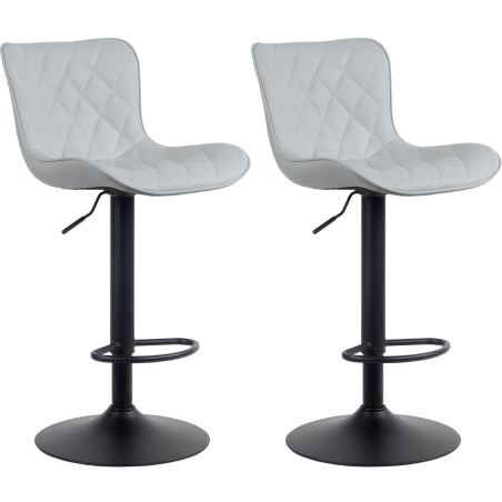 Lot de 2 tabourets de bar Emma, similicuir, gris
