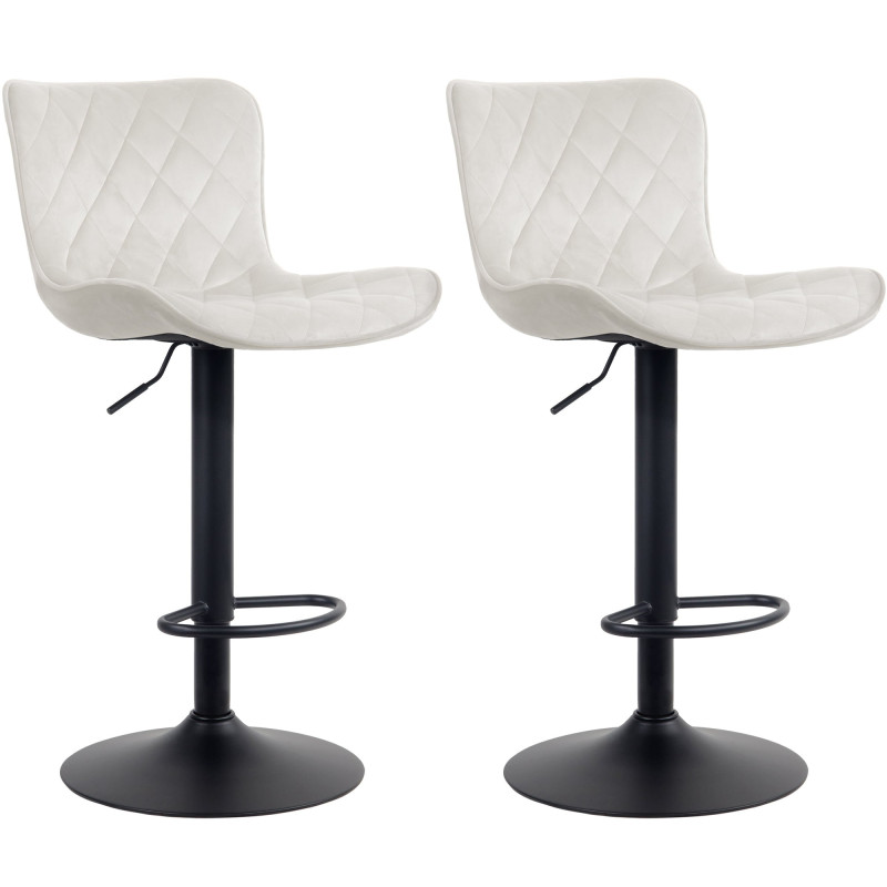 Set di 2 sgabelli da bar Emma in velluto, crema
