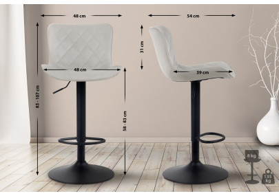 Set di 2 sgabelli da bar Emma in velluto, crema