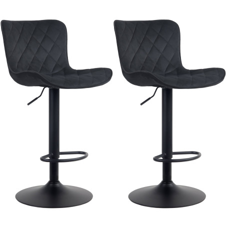 Ensemble de 2 tabourets de bar Emma en velours noir