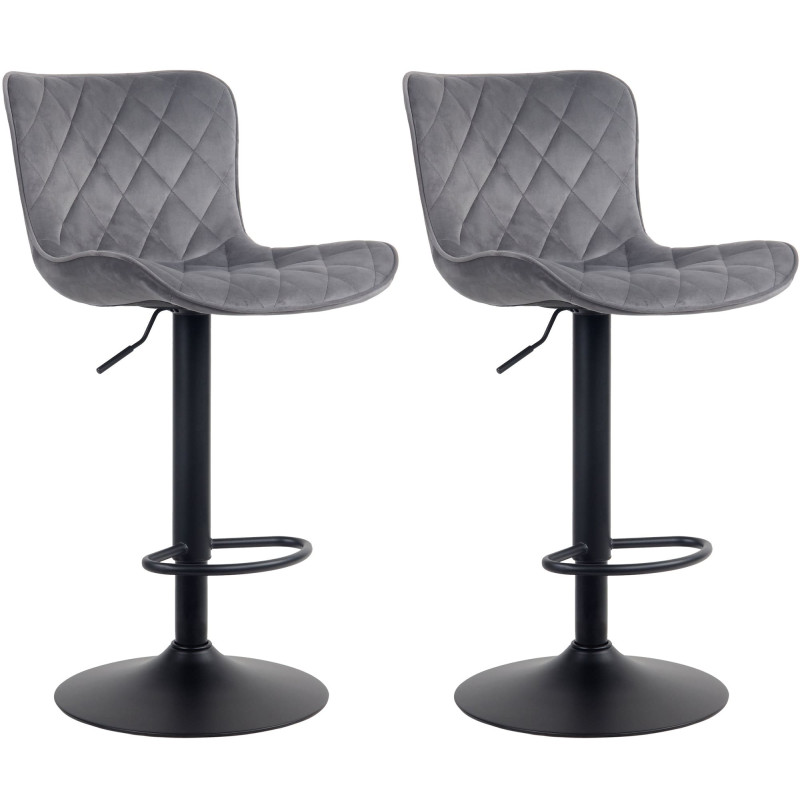 Ensemble de 2 tabourets de bar Emma en velours gris foncé