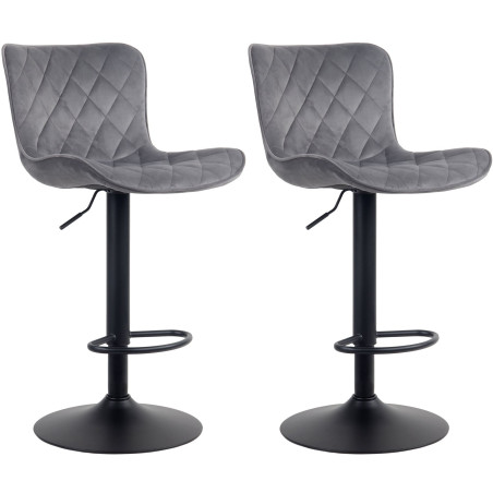 Ensemble de 2 tabourets de bar Emma en velours gris foncé