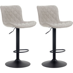 Conjunto de 2 banquetas de bar Emma, tecido taupe