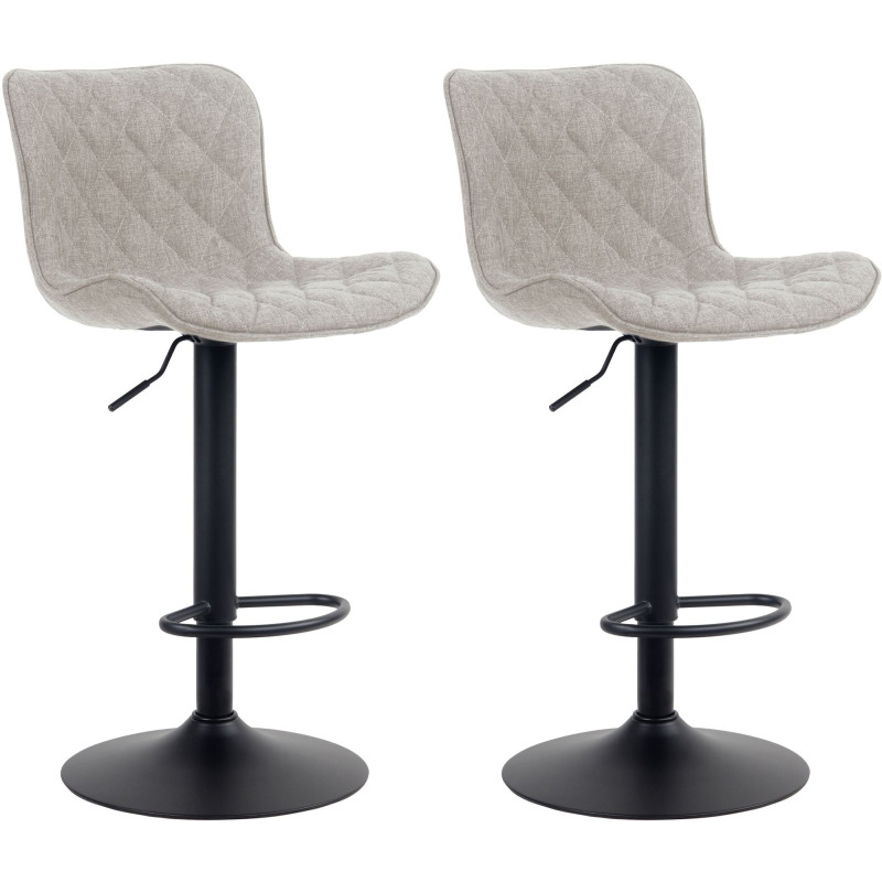 Lot de 2 tabourets de bar Emma en tissu taupe