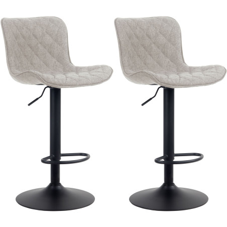 Lot de 2 tabourets de bar Emma en tissu taupe