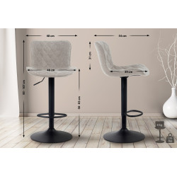 Ensemble de 2 tabourets de bar Emma, tissu taupe