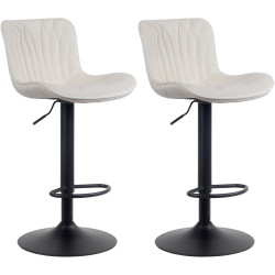 Ensemble de 2 tabourets de bar Linus en velours crème
