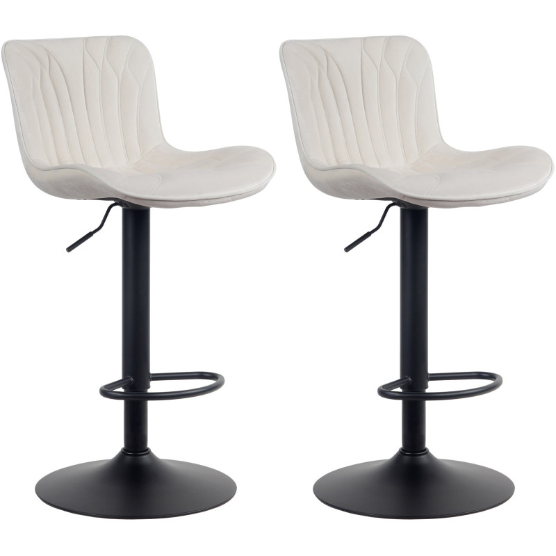 Ensemble de 2 tabourets de bar Linus en velours crème