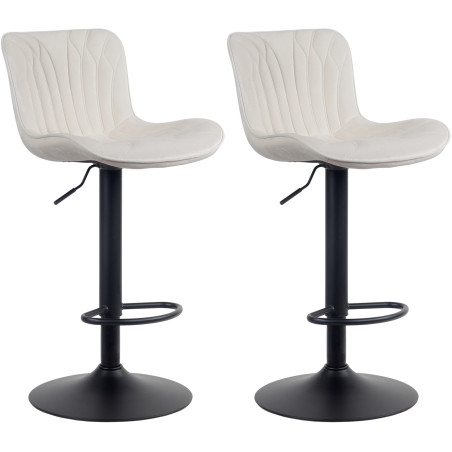Ensemble de 2 tabourets de bar Linus en velours crème