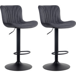 Ensemble de 2 tabourets de bar Linus en velours noir