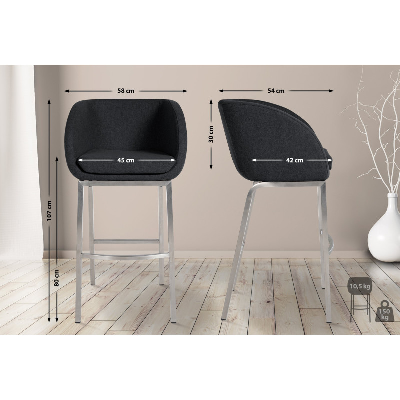 Tabouret de bar en feutre Rockhill E anthracite