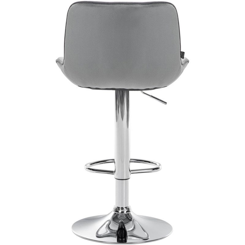Lot de 2 tabourets de bar Vonore velours gris chrome