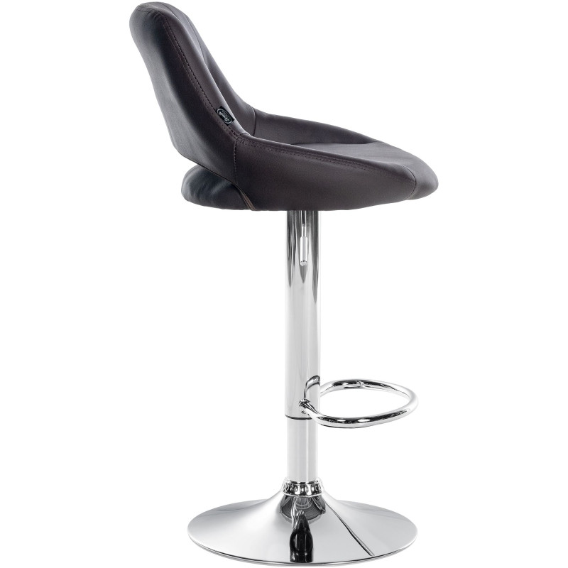 Banqueta de bar Milet, couro sintético, cromada, marrom