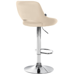 Tabouret de bar Milet, similicuir, chrome, crème