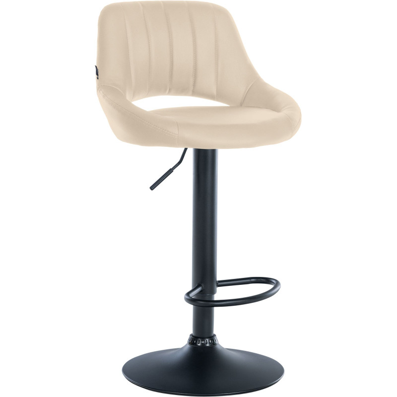 Tabouret de bar Milet, similicuir noir crème