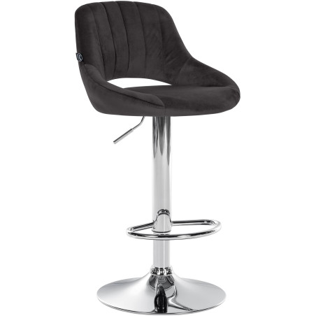 Tabouret de bar en velours Milet, chromé noir