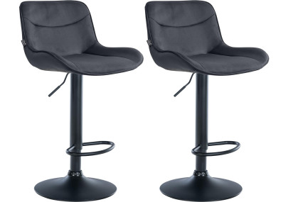 Lot de 2 tabourets de bar Vonore en velours noir