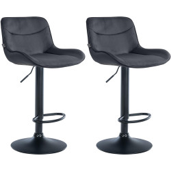 Lot de 2 tabourets de bar Vonore en velours noir noir