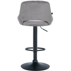 Tabouret de bar Milet, velours, noir/gris foncé