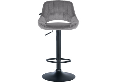 Taburete de bar Milet, terciopelo, negro/gris oscuro