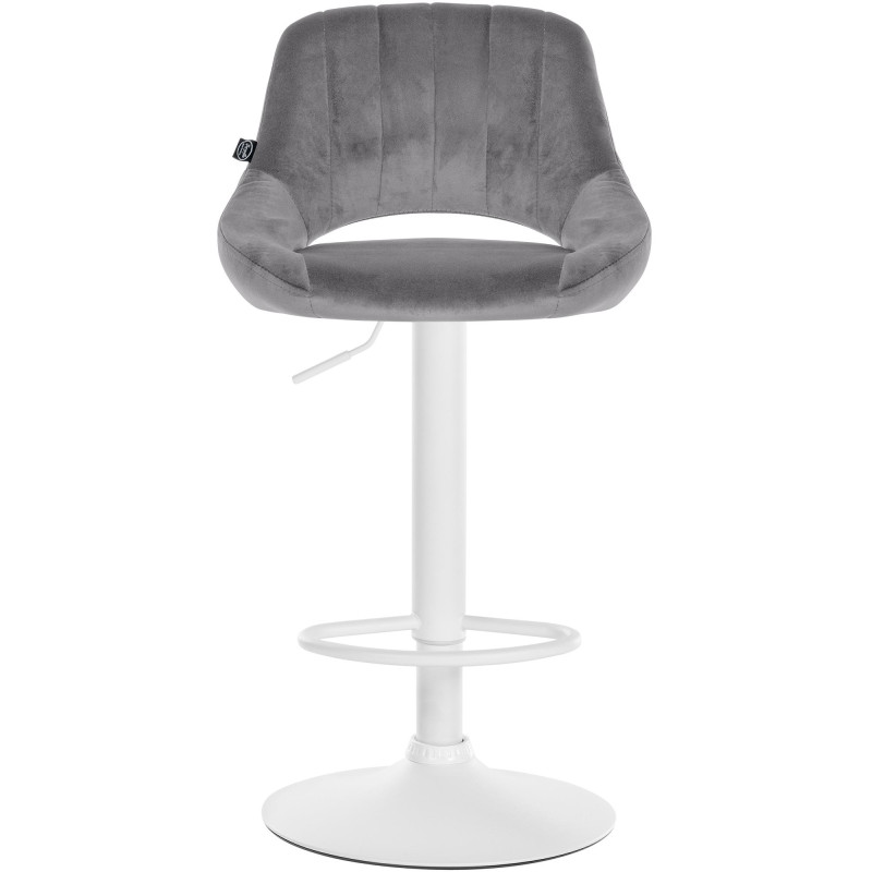 Tabouret de bar Milet, velours, blanc/gris foncé